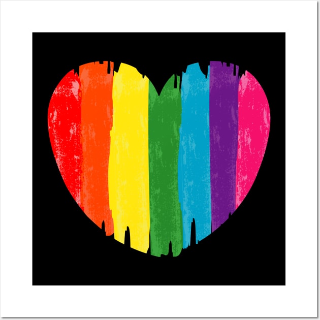 Rainbow Heart Lgbt Button Badge Wall Art by QQdesigns